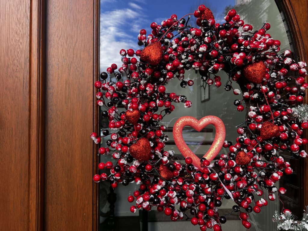 From Christmas to Valentine's day in about 3 minutes with the addition of some cheap hearts. 