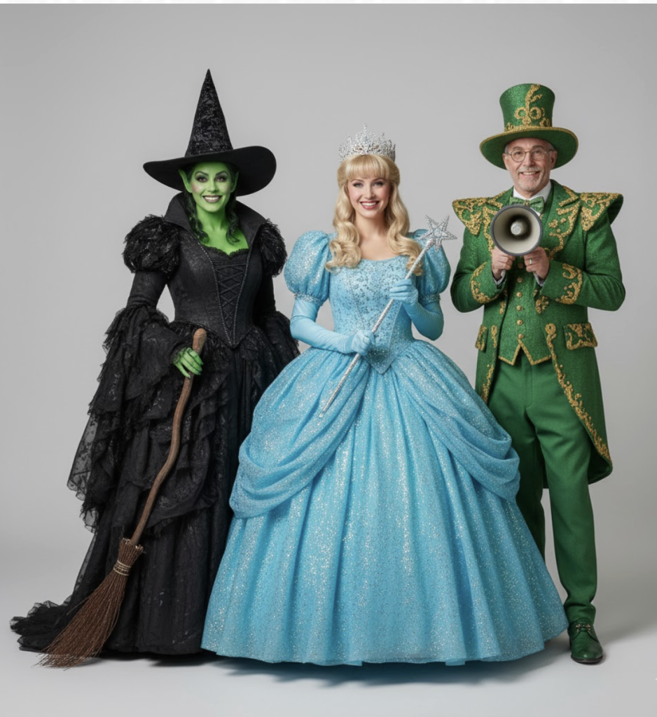 Elphaba, Glinda and the Wizard of Oz costumes