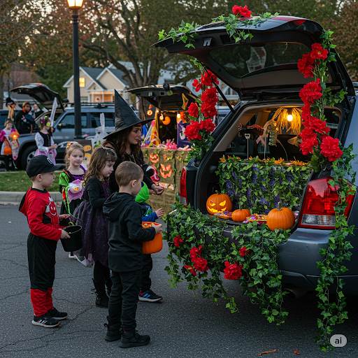 poision ivy inspired trunk or treat, car decorated 